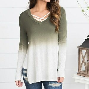 Olive to ivory ombre top
